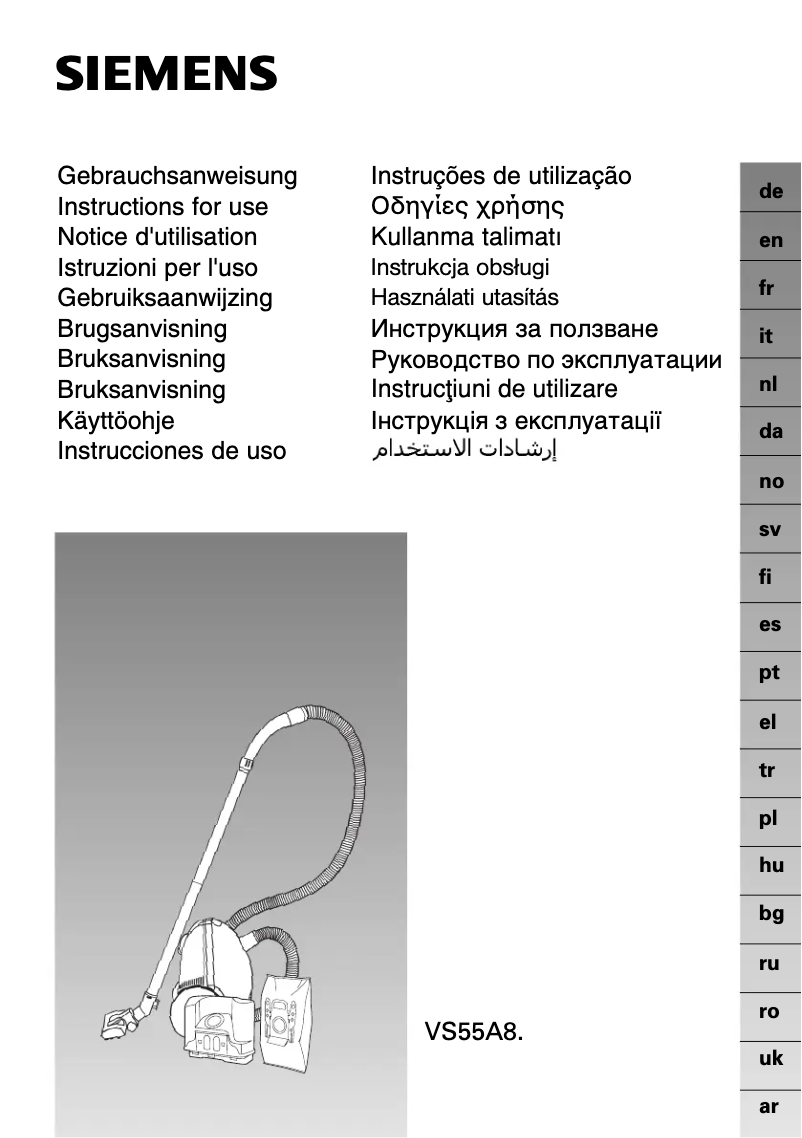 Imagen de la primera página del manual del dispositivo VS59E80
