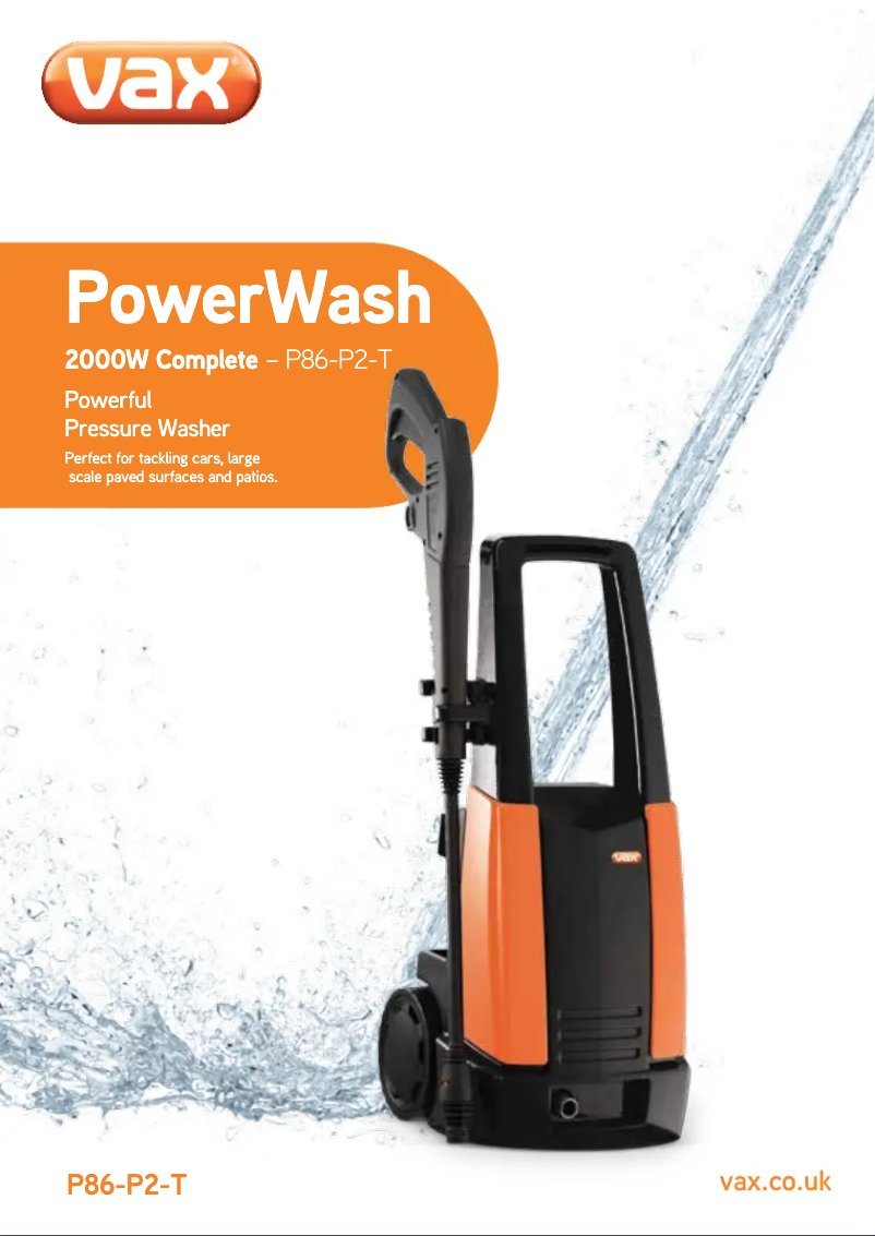 Página nº 1 - Manual de usuario Vax PowerWash VPW2B