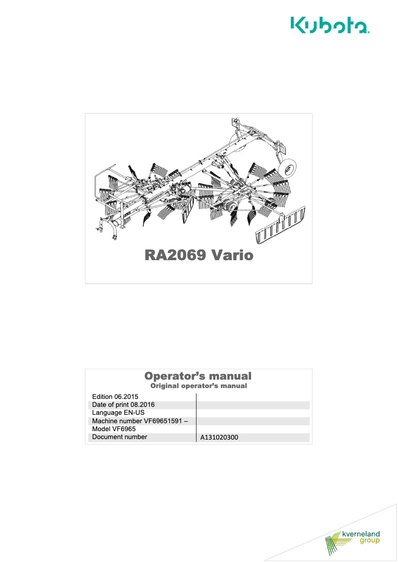 Imagen de la primera página del manual del dispositivo RA2069 EVO