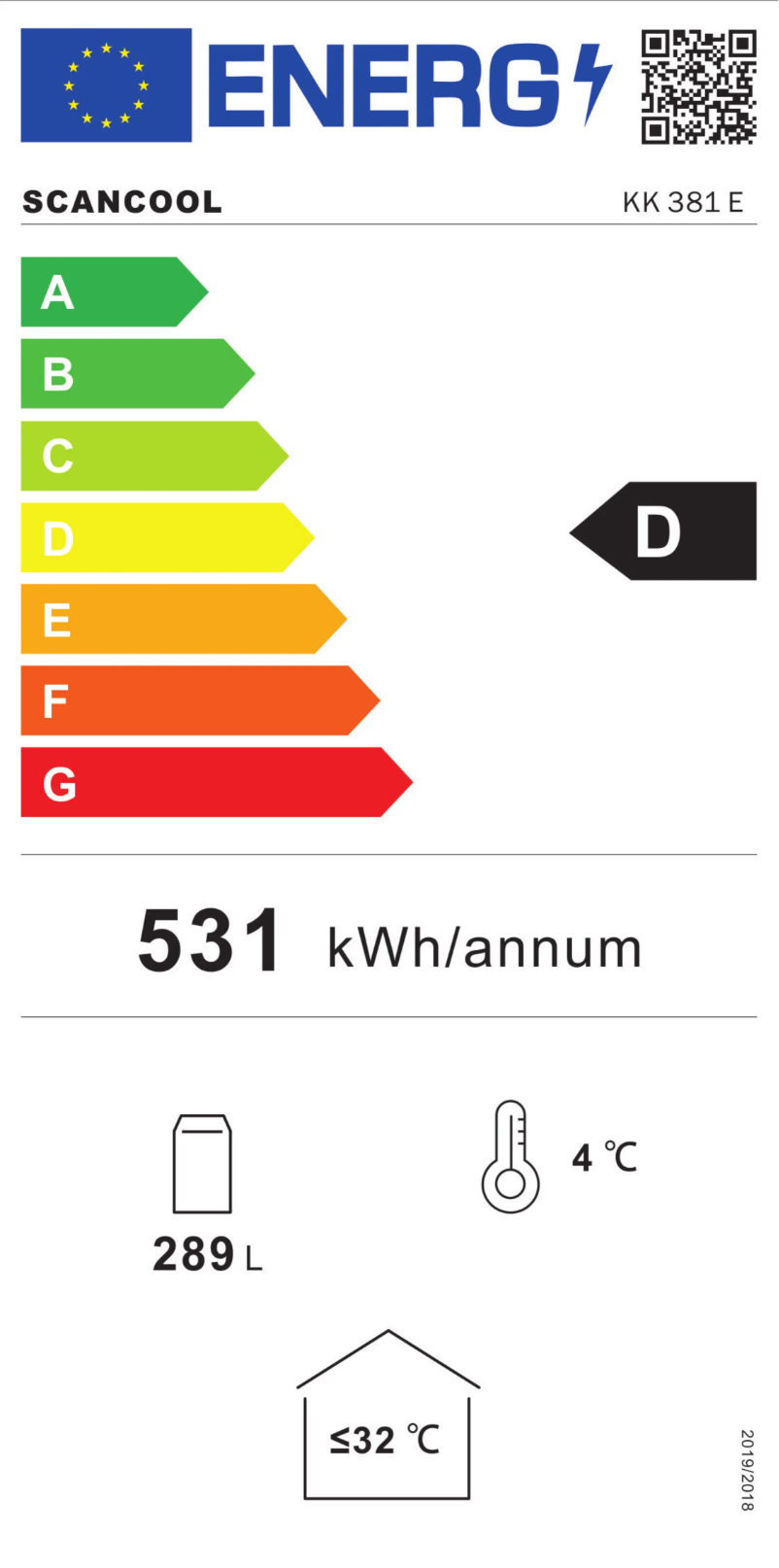 Página 1 del manual Etiqueta energética Scancool KK 381 E