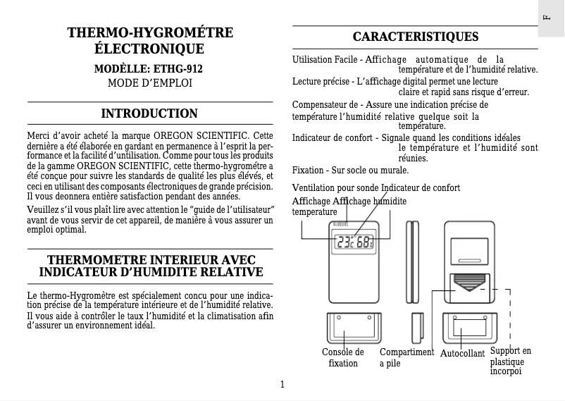 Página 1 del manual Manual de usuario Oregon Scientific ETHG912