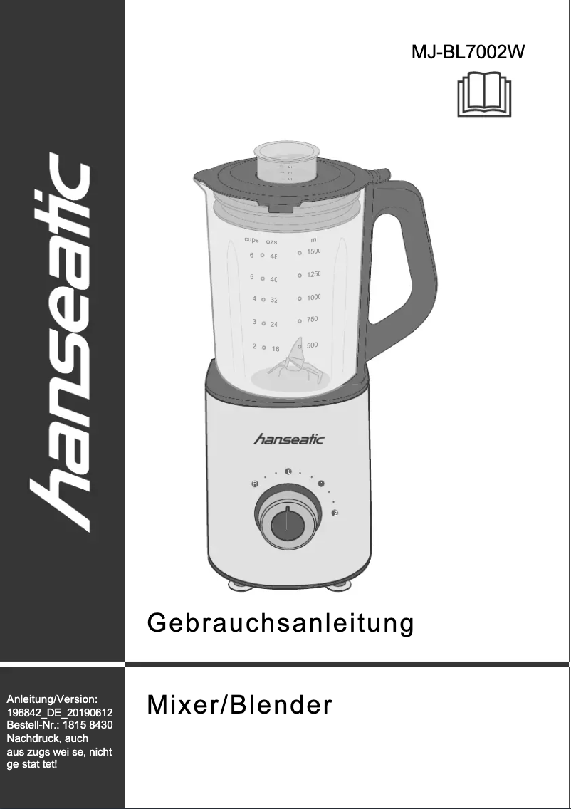 Imagen de la primera página del manual del dispositivo MJ-BL7002W