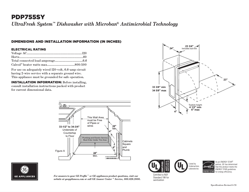 Imagen de la primera página del manual del dispositivo Profile PDP755SYRFS