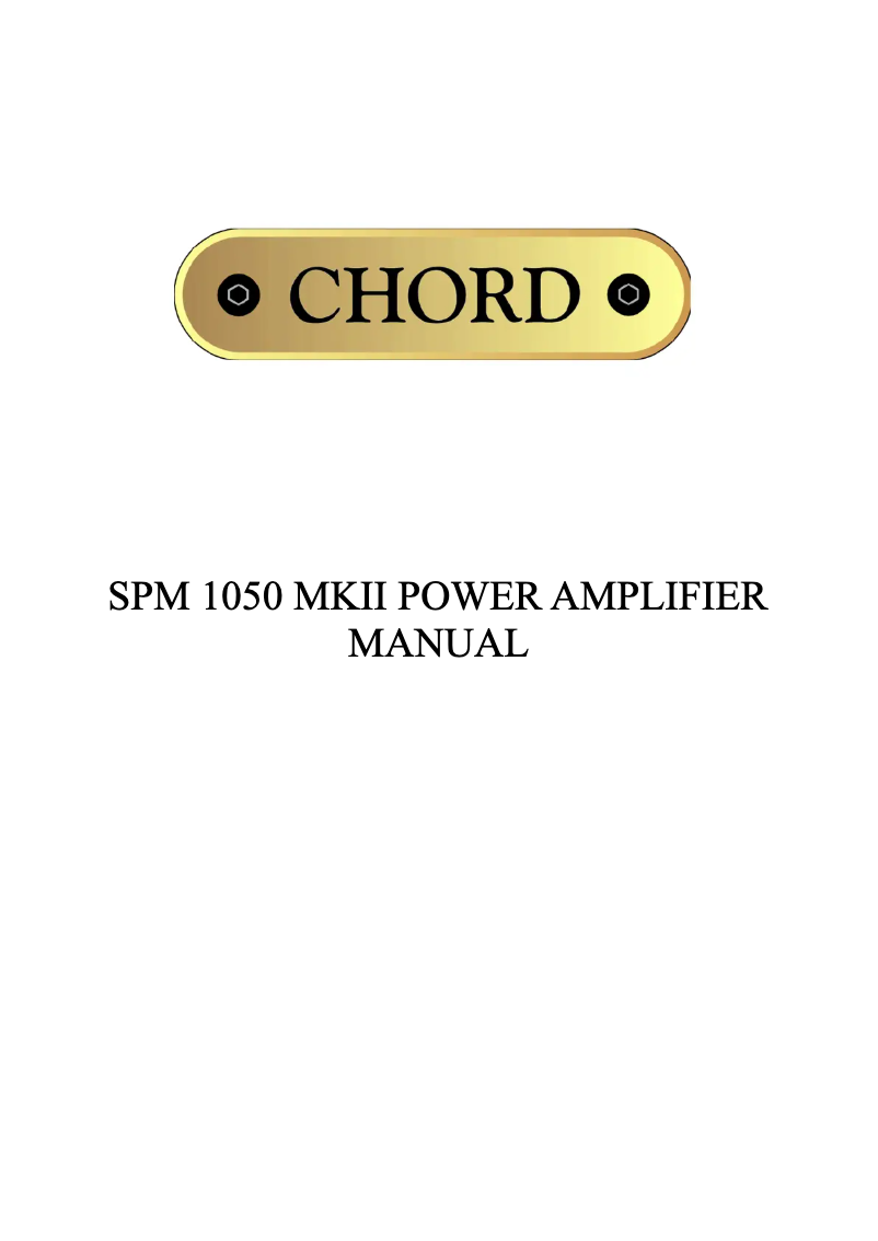 Página 1 del manual Manual de usuario Chord SPM 1050 Mk2