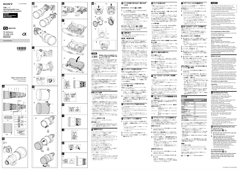Imagen de la primera página del manual del dispositivo FE 600mm f4 GM OSS