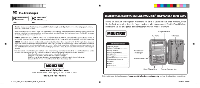 Imagen de la primera página del manual del dispositivo A-900