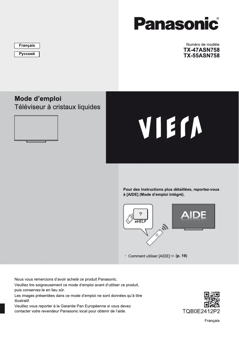 Imagen de la primera página del manual del dispositivo Viera TX-55ASN758