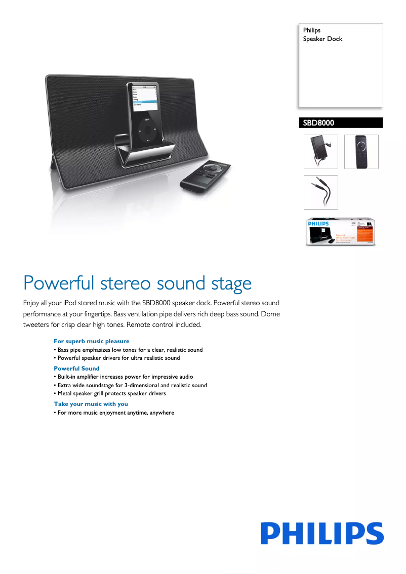 Página 1 del manual Folleto Philips SBD8000