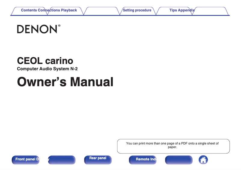 Imagen de la primera página del manual del dispositivo CEOL Carino N-2