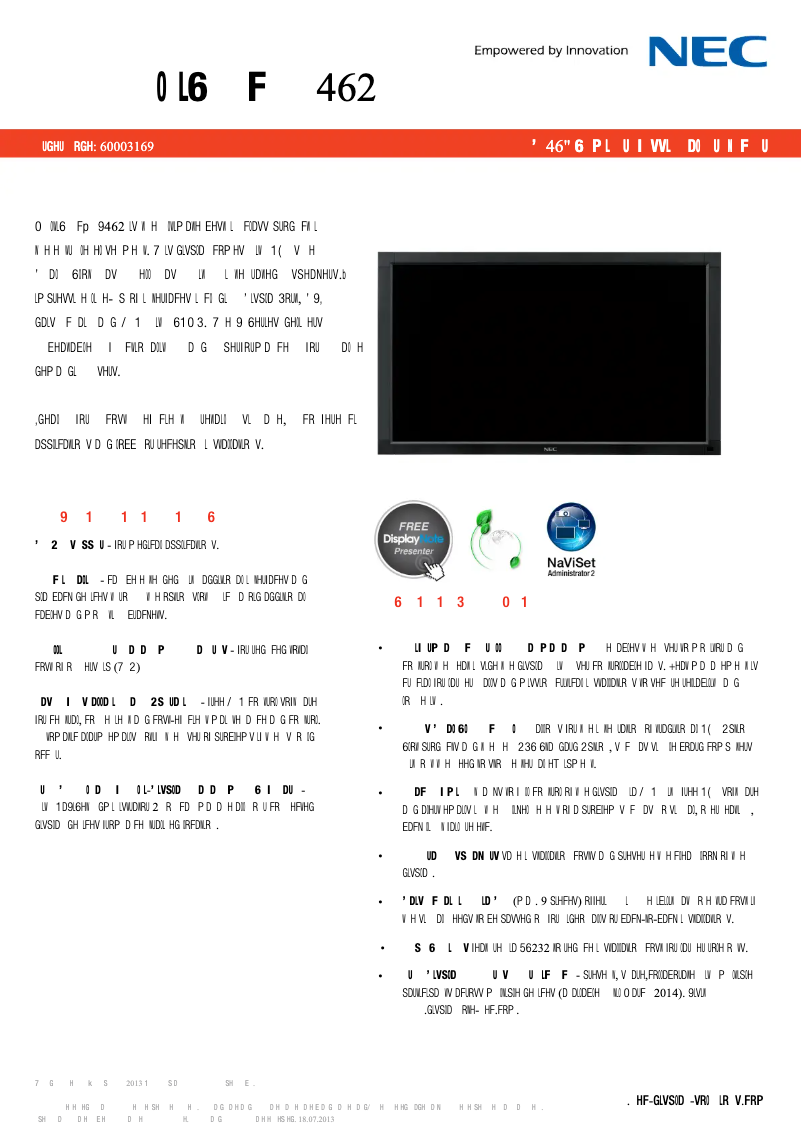Imagen de la primera página del manual del dispositivo MultiSync V462