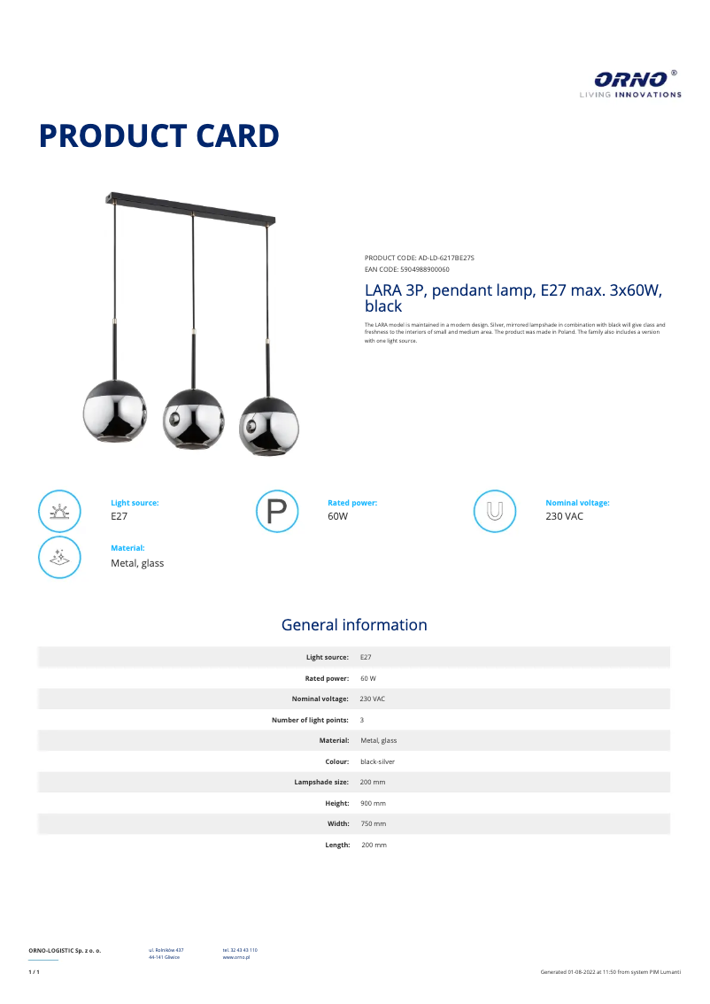 Imagen de la primera página del manual del dispositivo AD-LD-6217BE27S
