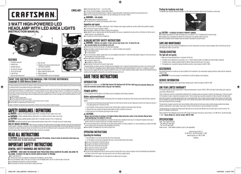 Página 1 del manual Manual de usuario Craftsman CMXLHB1