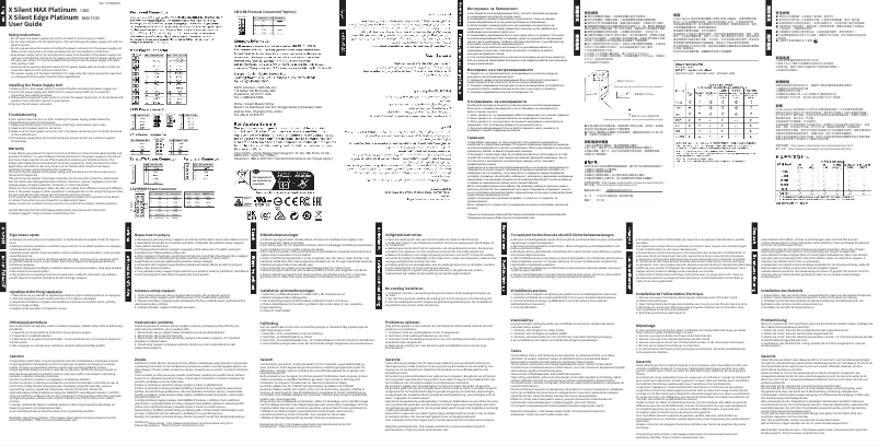 Imagen de la primera página del manual del dispositivo X Silent MAX Platinum 1300