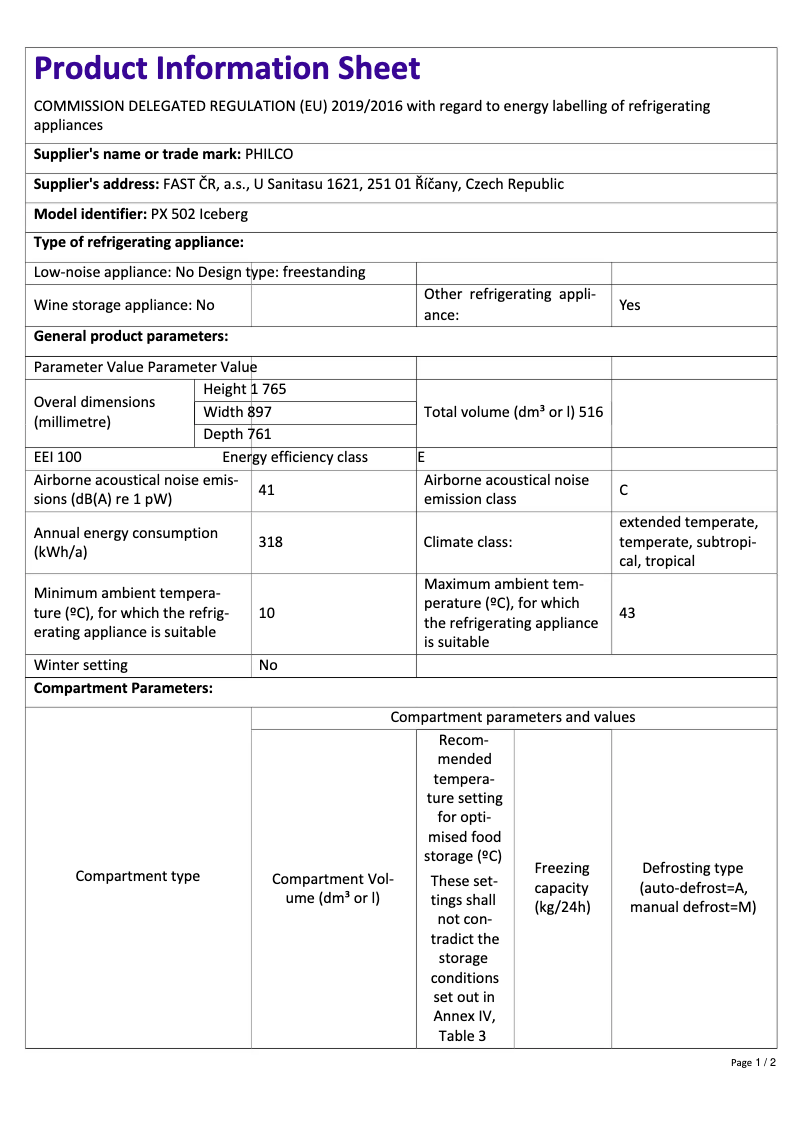 Imagen de la primera página del manual del dispositivo PX 502 Iceberg