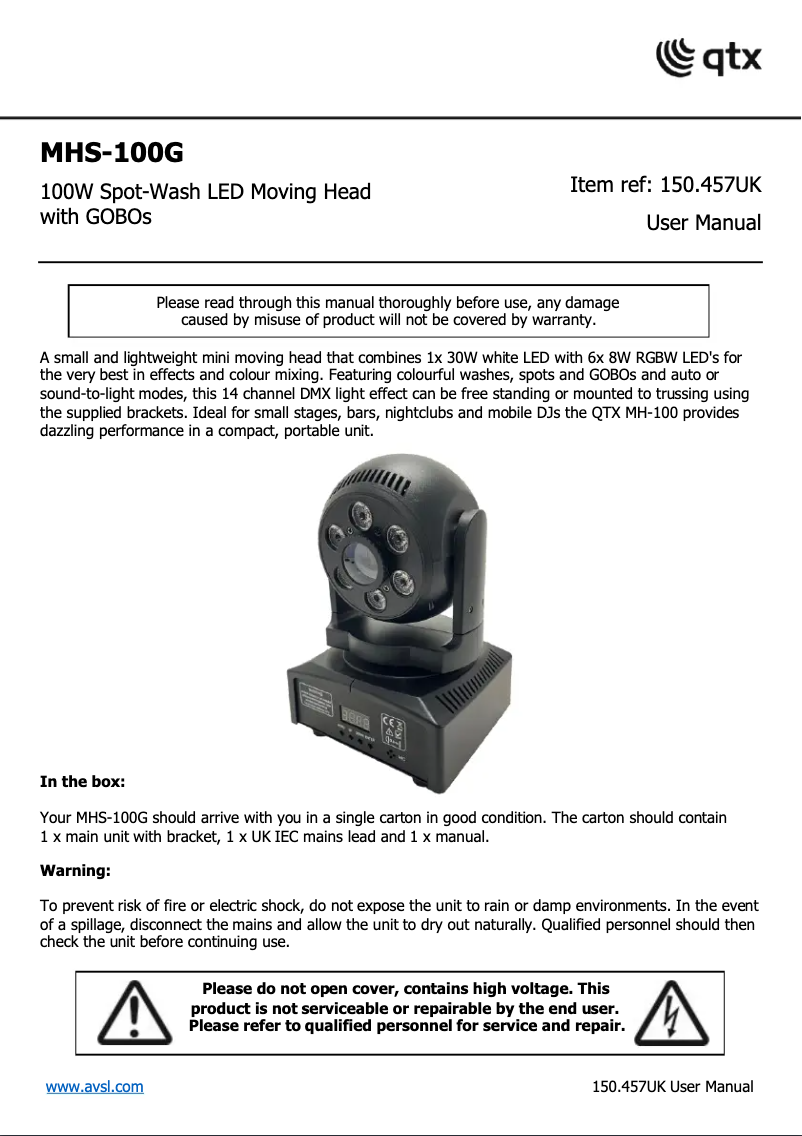 Página nº 1 - Manual de usuario Qtx MHS-100G