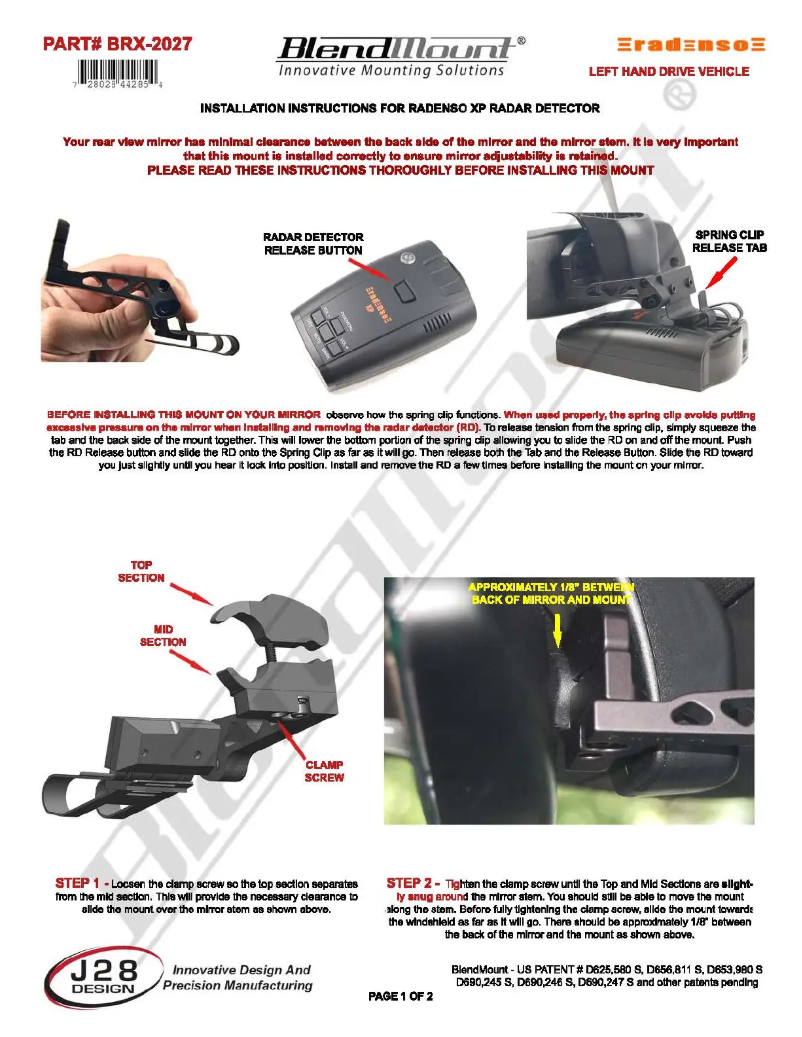 Página 1 del manual Manual de usuario BlendMount BRX-2027