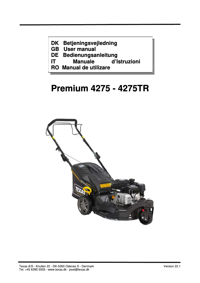 Imagen de la primera página del manual del dispositivo Premium 4275TR