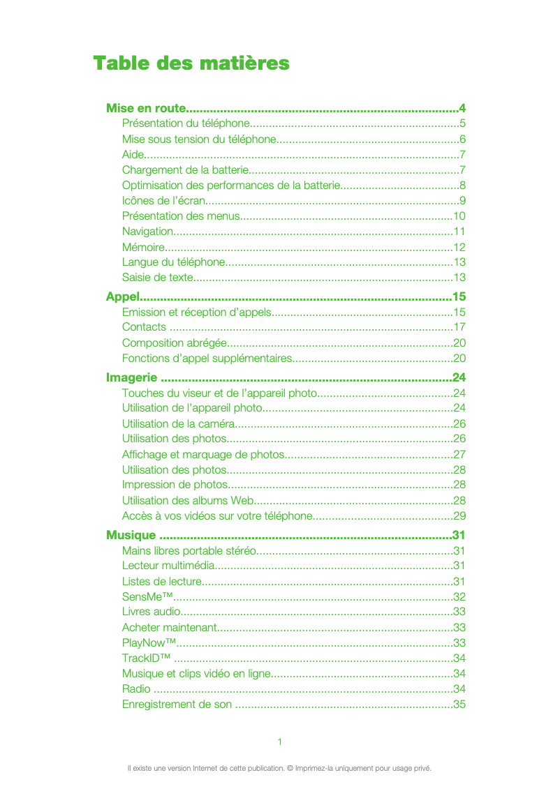 Página 1 del manual Manual de usuario Sony Ericsson Yari