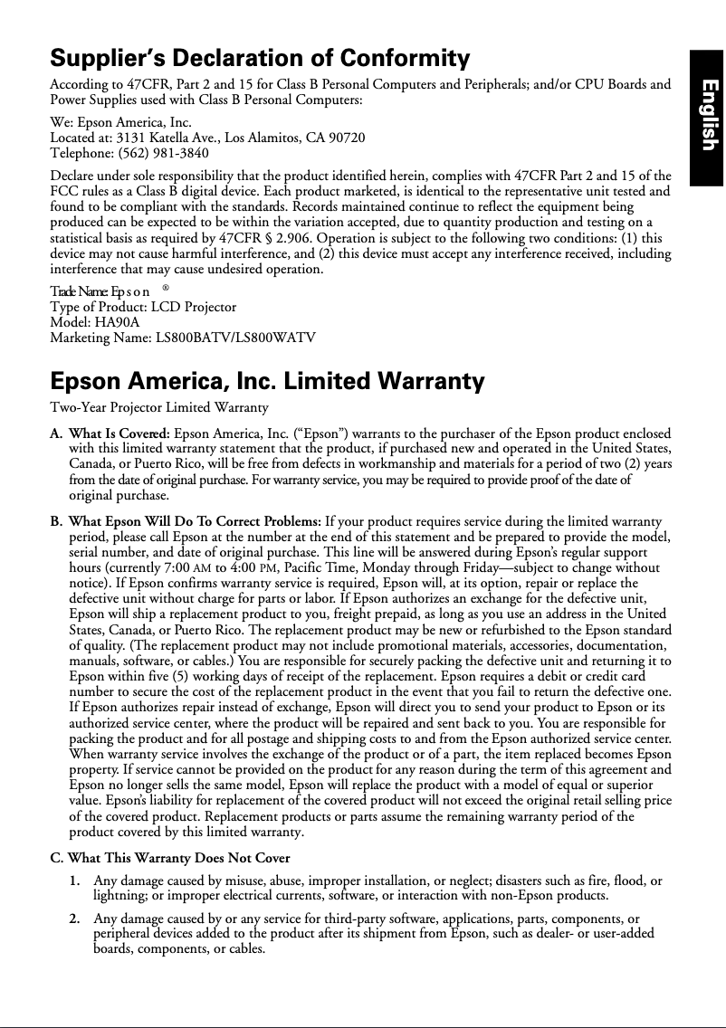 Imagen de la primera página del manual del dispositivo LS800W