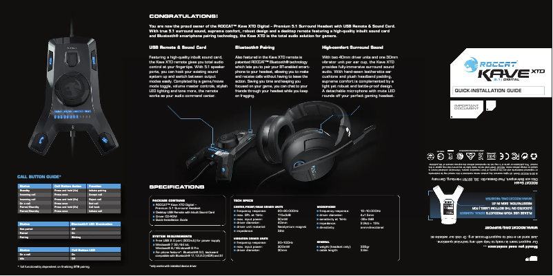 Imagen de la primera página del manual del dispositivo Kave XTD 5.1 Digital