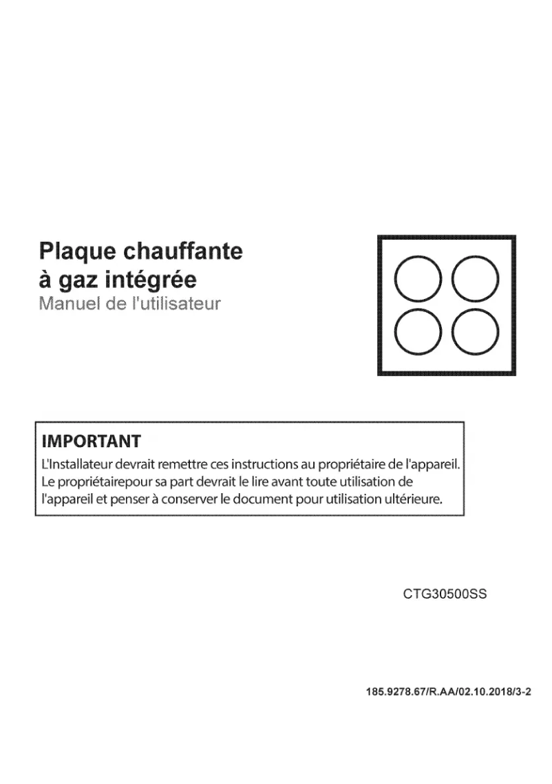 Imagen de la primera página del manual del dispositivo CTG30500SS