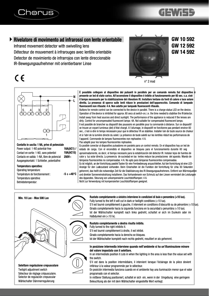 Página 1 del manual Manual de usuario Gewiss GW12592