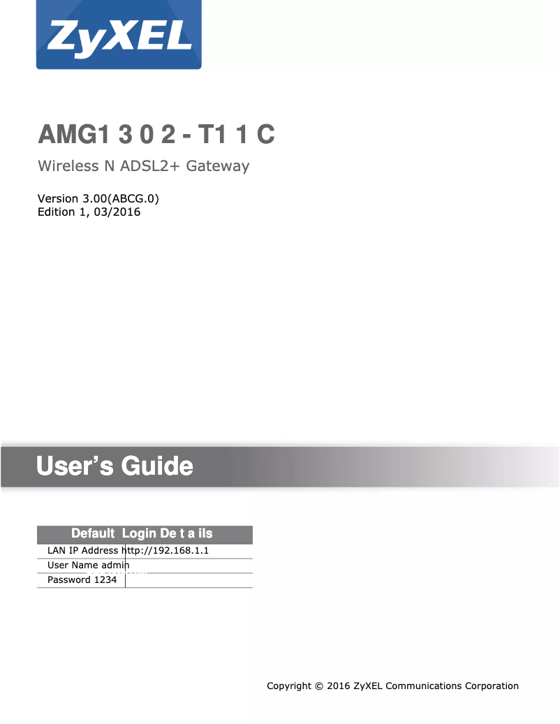 Imagen de la primera página del manual del dispositivo AMG1302-T11C