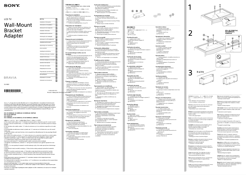Página 1 del manual Guía de instalación Sony Bravia SU-WA1