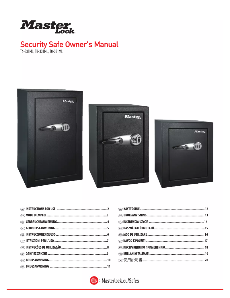 Página 1 del manual Manual de usuario Master Lock T6-331ML