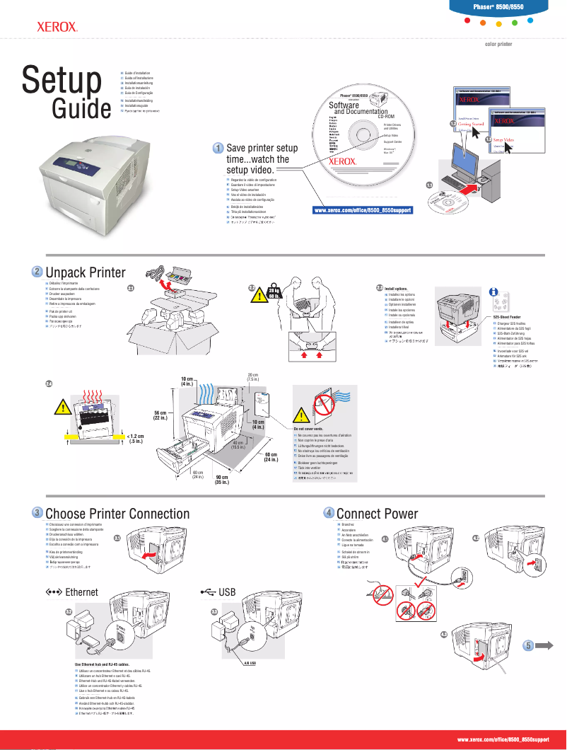 Página 1 del manual Guía de instalación Xerox Phaser 8500