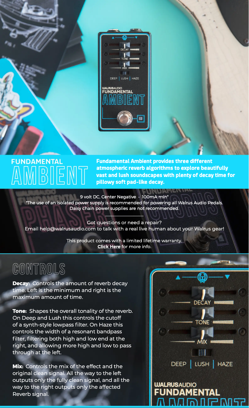 Página nº 1 - Manual de usuario Walrus Audio Fundamental Ambient