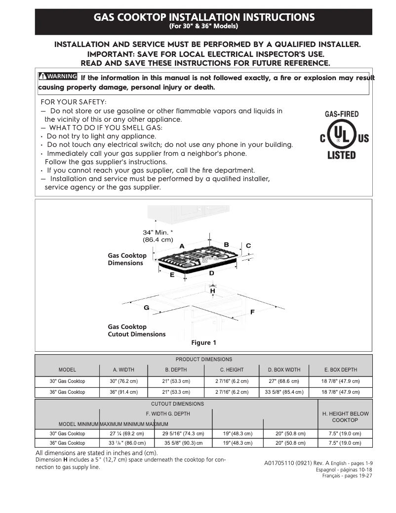 Imagen de la primera página del manual del dispositivo GCCG3048AB