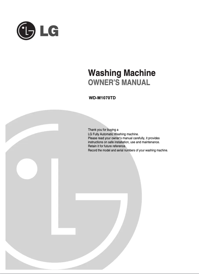Página 1 del manual Manual de usuario LG WD-10790TDK