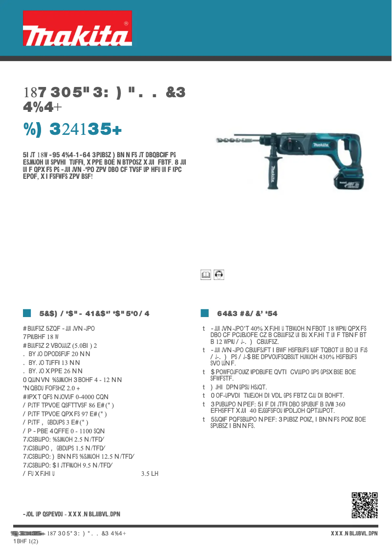 Página 1 del manual Ficha técnica Makita DHR241RTJ