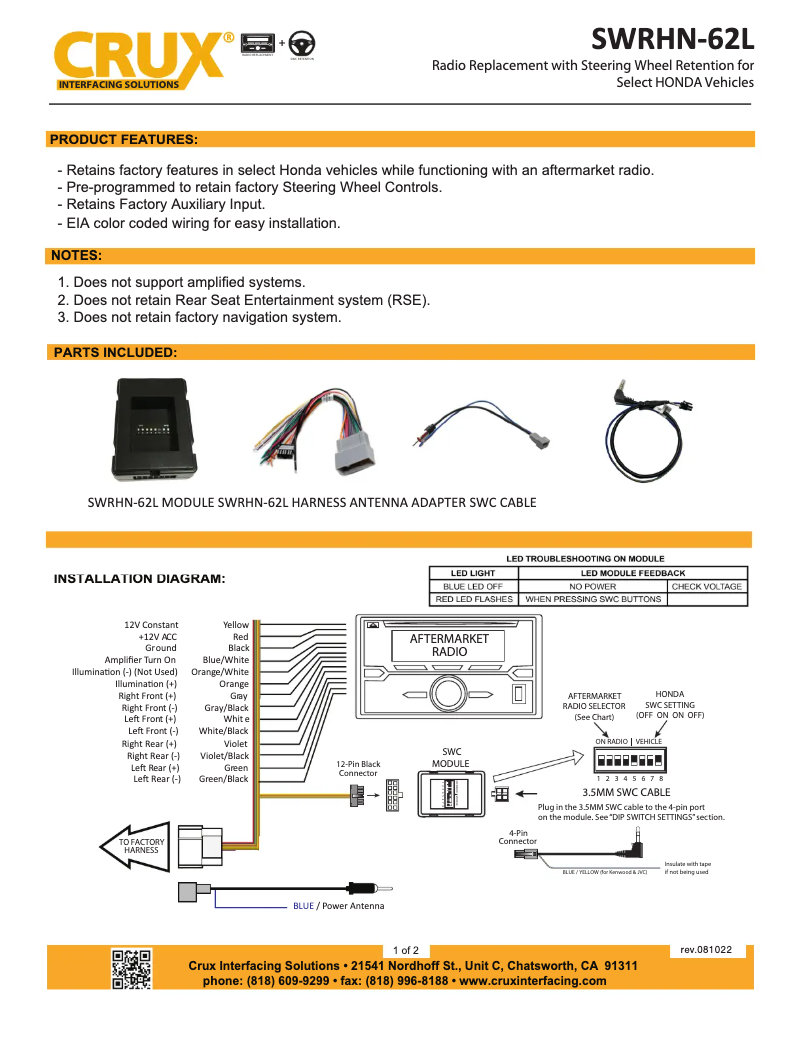 Imagen de la primera página del manual del dispositivo SWRHN-62L