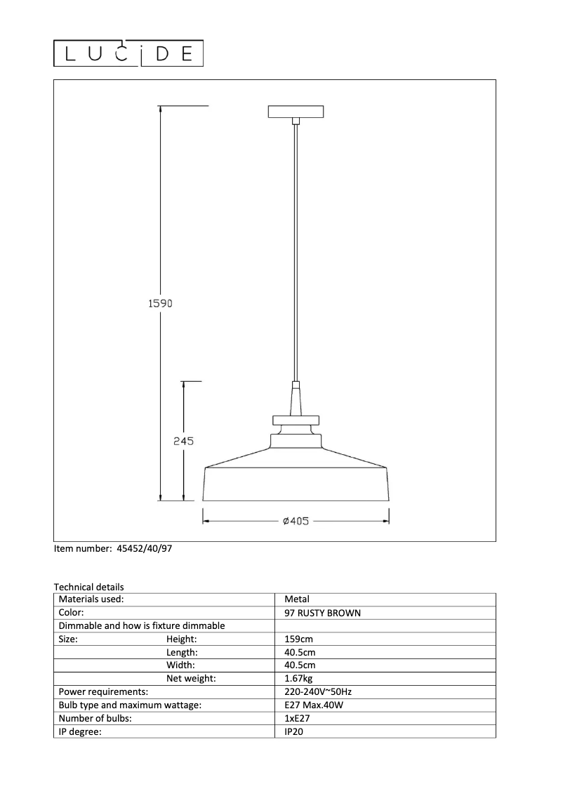 Página nº 1 - Manual de usuario Lucide Camus 45452/40/97