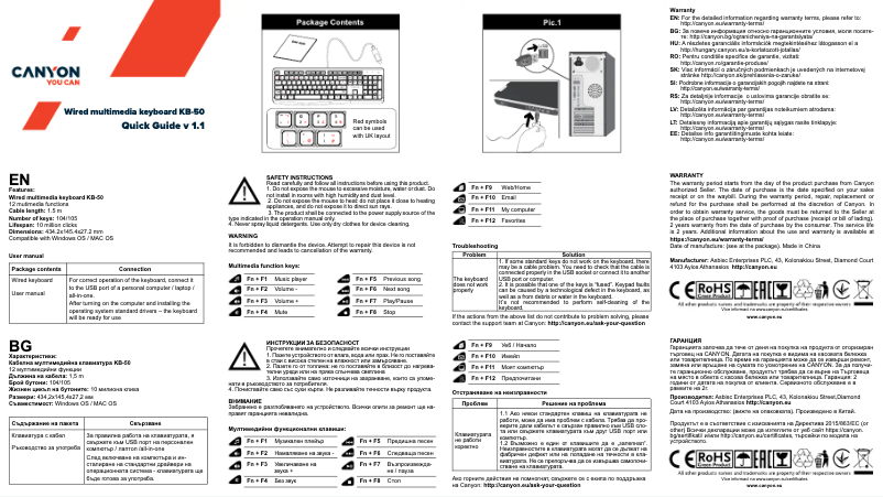 Imagen de la primera página del manual del dispositivo KB-50