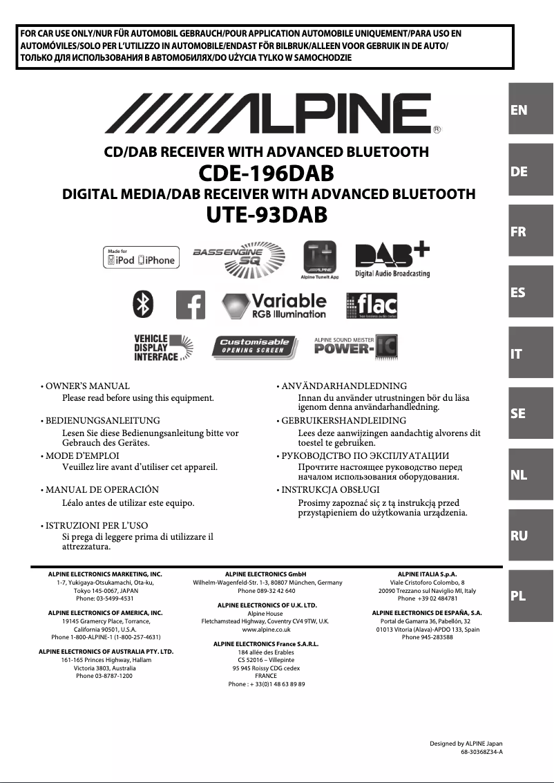 Imagen de la primera página del manual del dispositivo CDE-196DAB