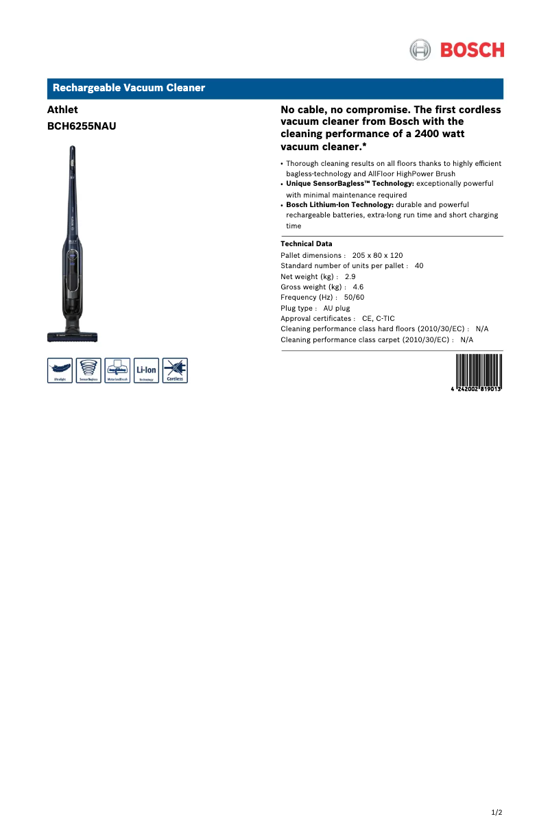 Imagen de la primera página del manual del dispositivo BCH6255NAU