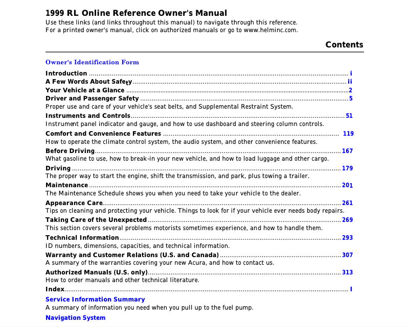 Imagen de la primera página del manual del dispositivo RL (1999)