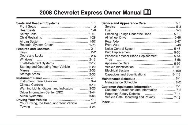 Página 1 del manual Manual de usuario Chevrolet City Express (2016)