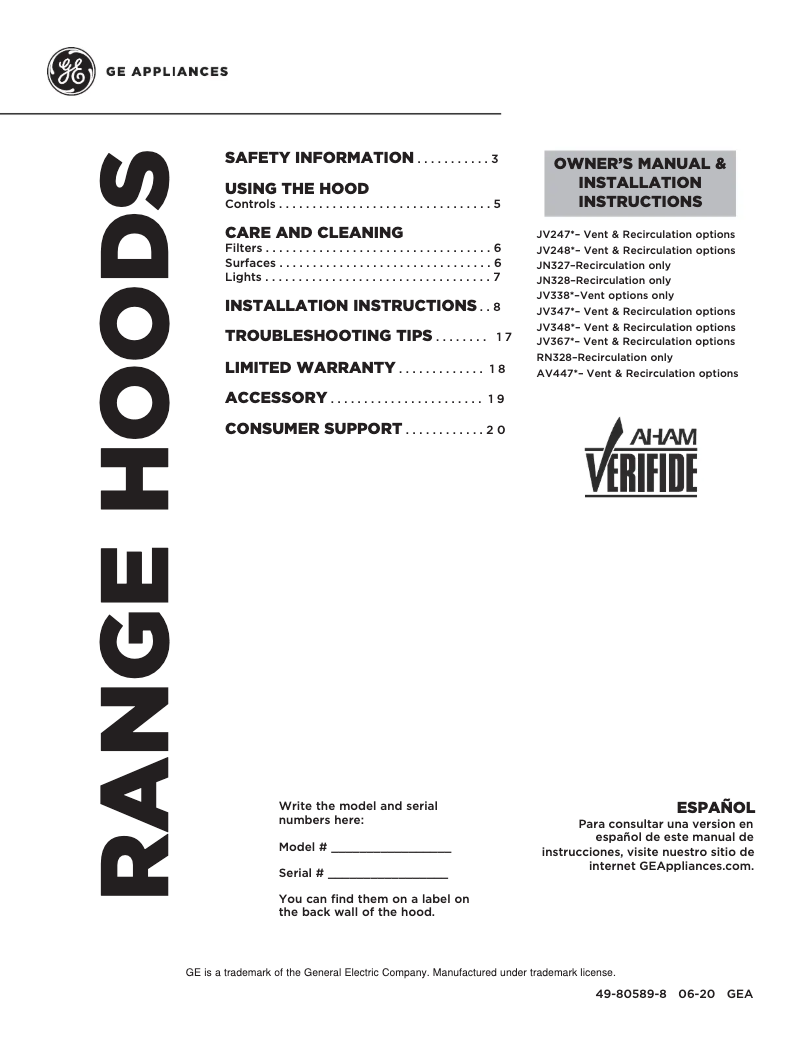 Imagen de la primera página del manual del dispositivo JN327HBB