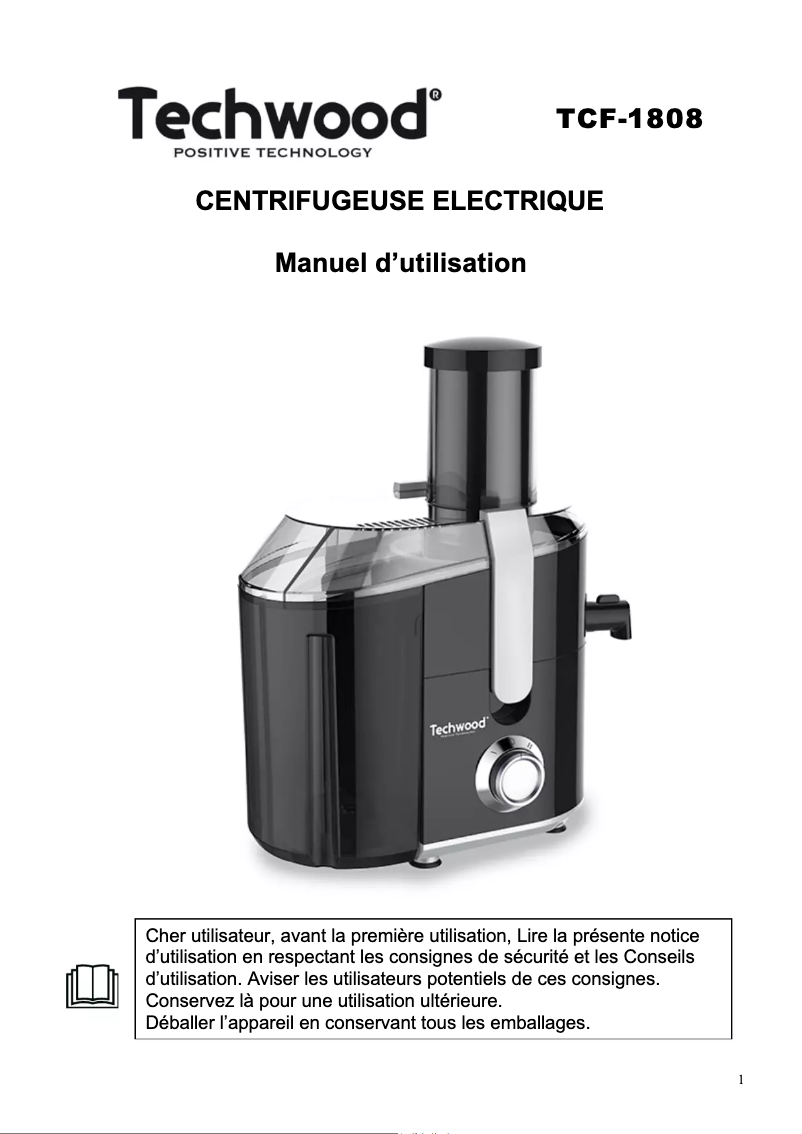 Imagen de la primera página del manual del dispositivo TCF-1808