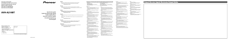 Imagen de la primera página del manual del dispositivo AVH-A210BT