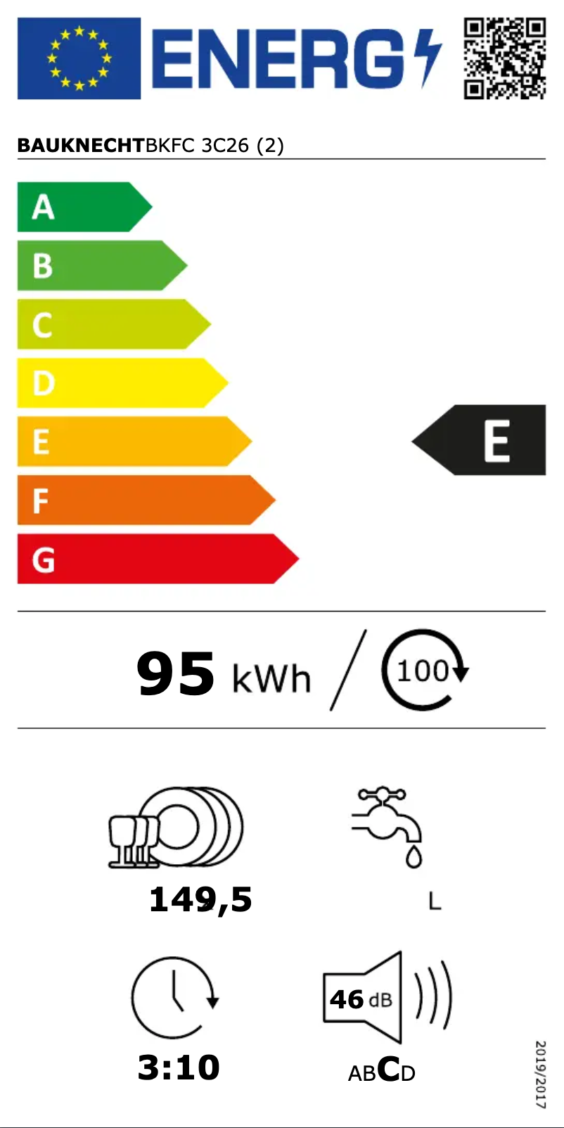 Página 1 del manual Etiqueta energética Bauknecht BKFC 3C26