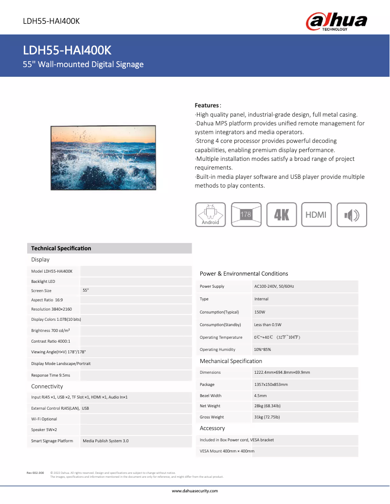 Imagen de la primera página del manual del dispositivo LDH55-HAI400K