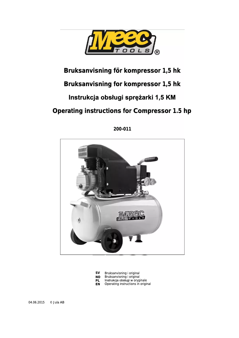 Página 1 del manual Manual de usuario Meec Tools 200-011