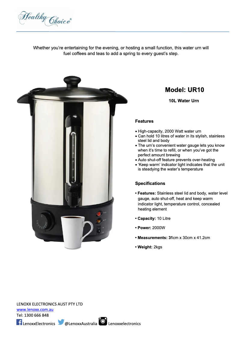 Imagen de la primera página del manual del dispositivo UR10