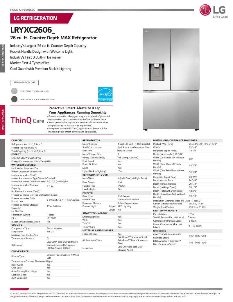 Imagen de la primera página del manual del dispositivo LRYXC2606S