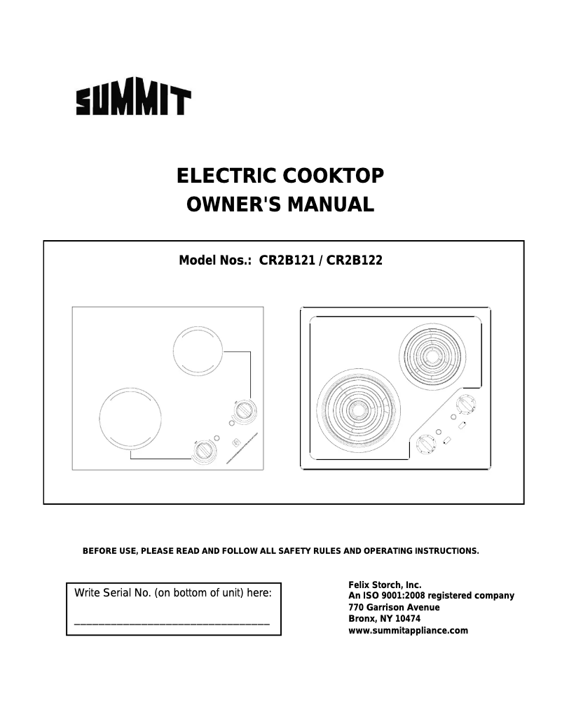 Página 1 del manual Manual de usuario Summit CR2B121